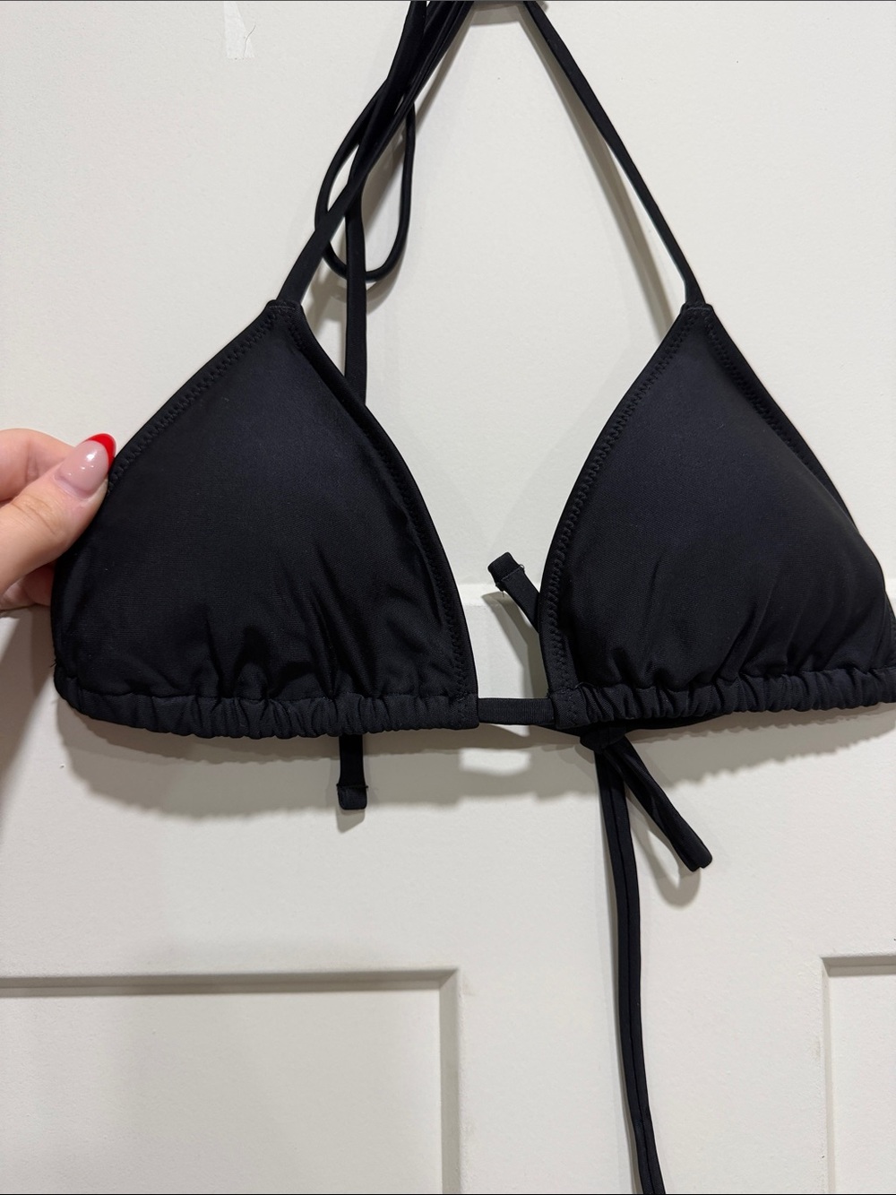 aerie Black Triangle Bikini Top with Adjustable Ties